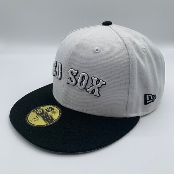 Boston Red Sox MLB White Black New Era 59Fifty Fitted Hat Mens 7 3/4 New - Picture 3 of 6
